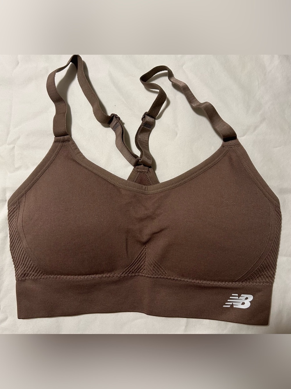 New Balance Brown Adjustable-Strap Seamless Sports Bra